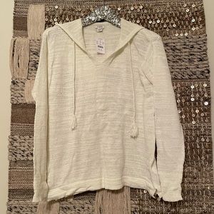 NWT J. Crew white hoodie beach sweater sz S